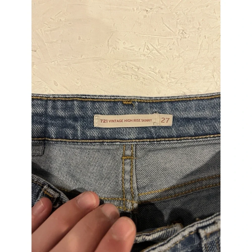 Levis Orange Tab Vintage High Rise Skinny Denim Shorts Womens Size 27 Distressed